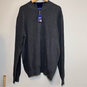 Club Room 1/4 Zip Cotton Sweater Charcoal Heather XXL NWT